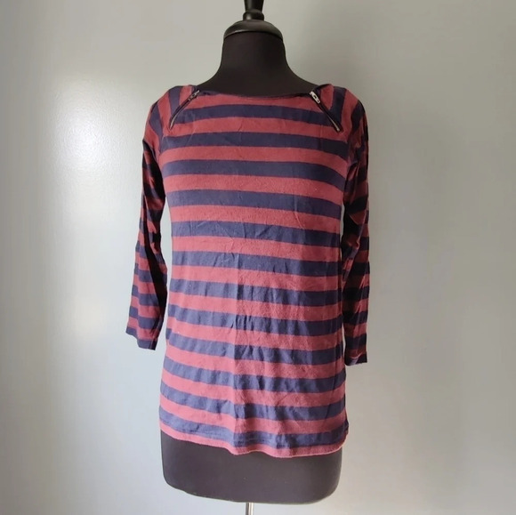 J. Crew Factory Striped Shirt with Zippers - Picture 1 of 5